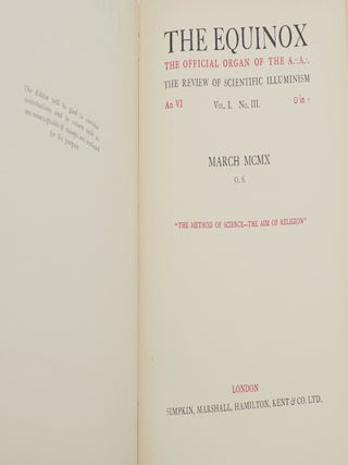 The Equinox: The Official Organ of the A∴A∴, The Review of Scientific Illuminism