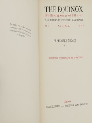The Equinox: The Official Organ of the A∴A∴, The Review of Scientific Illuminism
