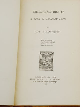 Children's Rights and The Republic of Childhood Vols. I-III (Four matching volumes all inscribed by Wiggin to her husband)