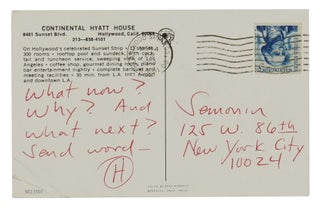 Item #140945498 Handwritten postcard from Hunter S. Thompson, 1969. Hunter S. Thompson
