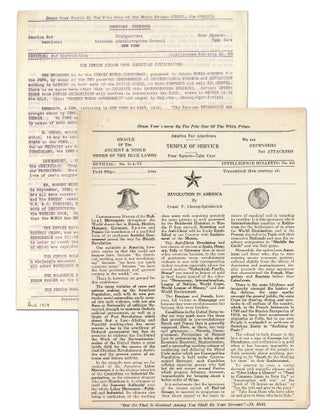 Item #140945530 Two newsletters from America for Americans: Intelligence Bulletins Nos. 50 & 153....