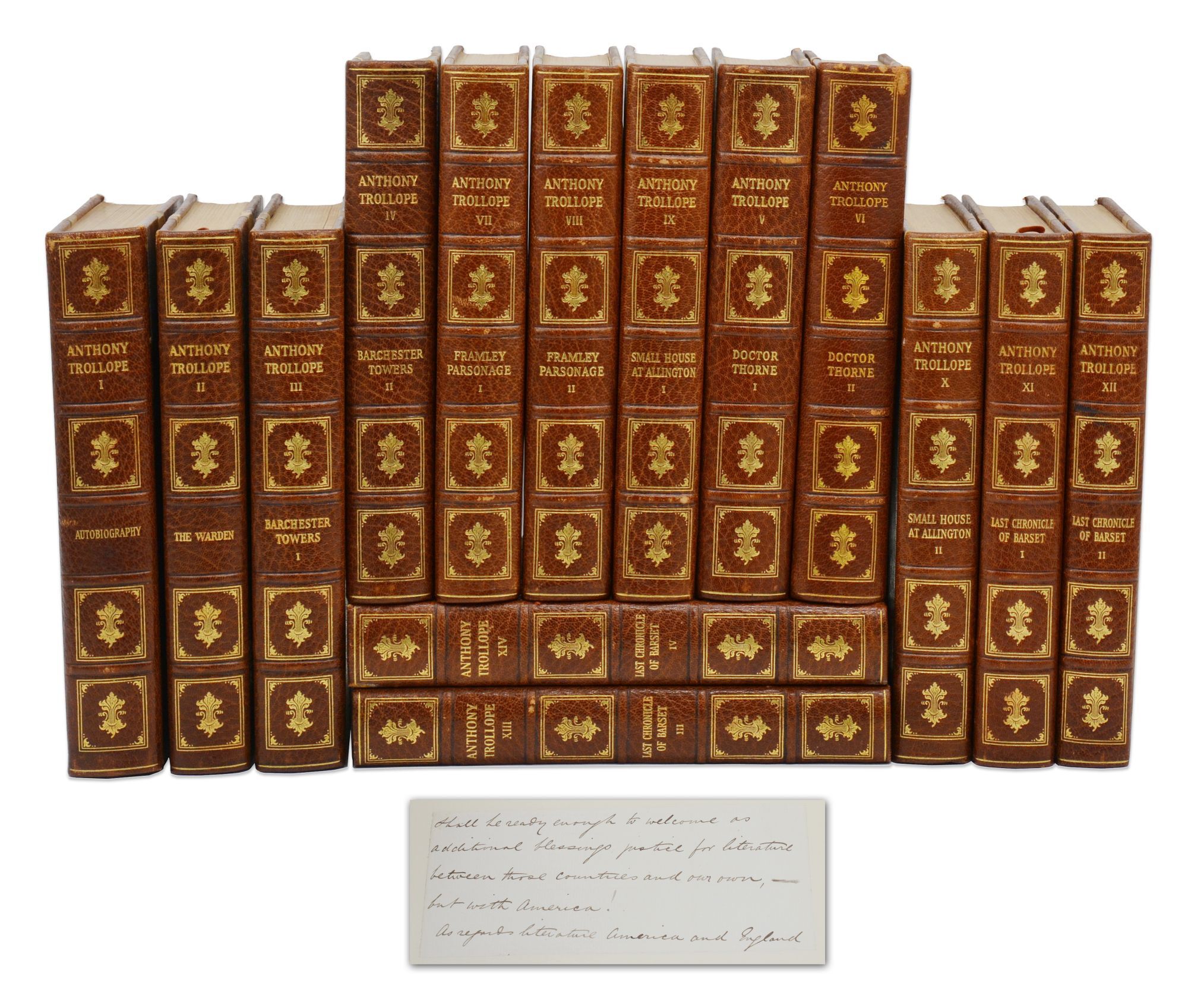 The Barsetshire Novels 14 volume set with piece of Trollope's