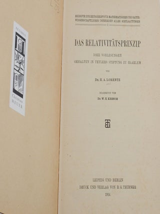 Das Relativitätsprinzip: Drei Vorlesungen gehalten in Teylers Stiftung zu Haarlem