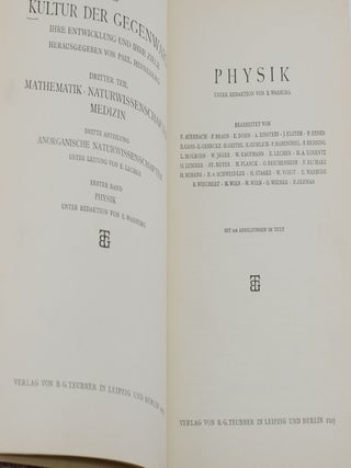 Einstein's "Theoretische Atomistik" and "Die Relativitätstheorie" in Physik (Die Kultur der Gegenwart, Erster Band)
