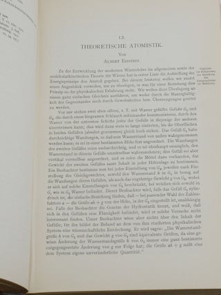 Einstein's "Theoretische Atomistik" and "Die Relativitätstheorie" in Physik (Die Kultur der Gegenwart, Erster Band)