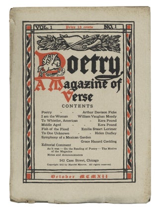 Item #140945640 Poetry: A Magazine of Verse, Vol. 1 No. 1. Harriet Monroe, Ezra Pound, Arthur...