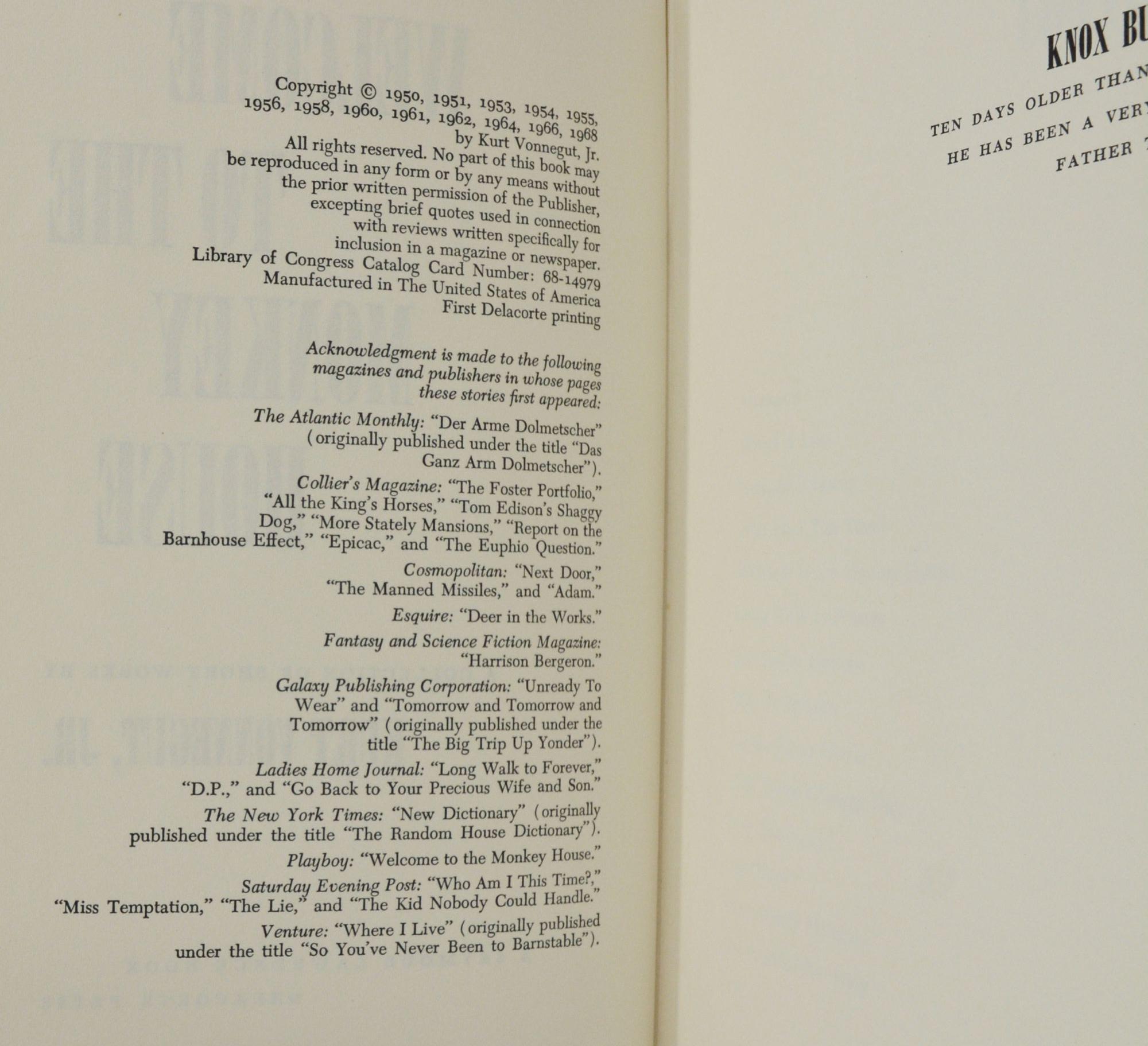 Welcome to the Monkey House | Kurt Vonnegut | First Edition