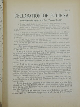 (Futurism) "Il Futurismo," Poesia, Rassegna Internationale, Nos. 3, 4, 5, 6, Aprile, Maggio, Giugno, Luglio 1909