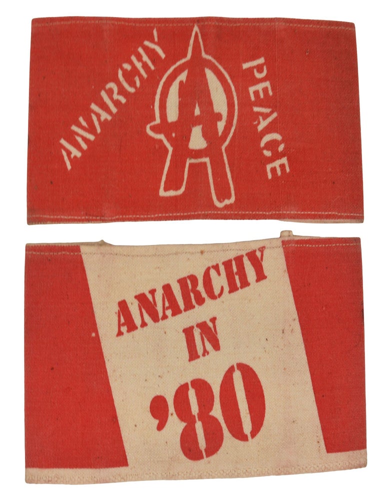 Item #140946234 Vintage British anarchist punk armbands c. 1980. Anonymous.