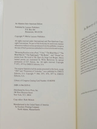 Twenty-Four Conversations with Borges, Including a Selection of Poems: Interviews by Roberto Alifano 1981-1983