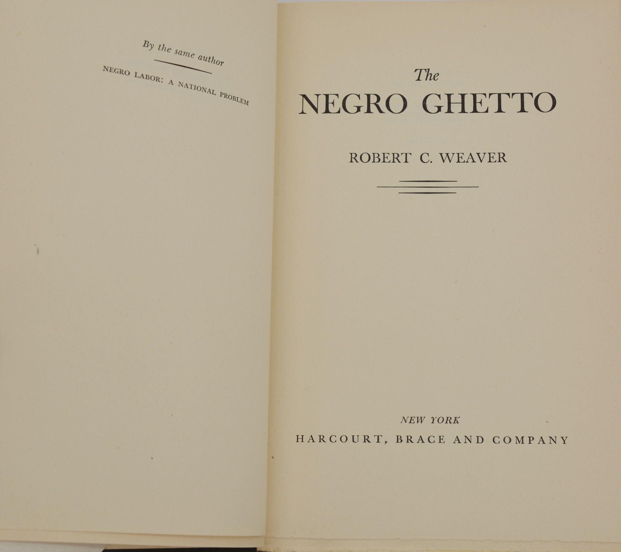 The Negro Ghetto | Robert Weaver | First edition