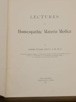 Lectures on Homoeopathic Materia Medica