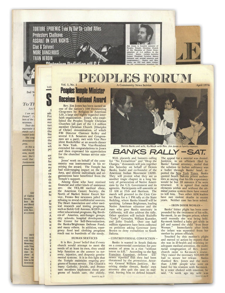 Item #140946817 Peoples Forum: A Community News Service (12 original issues of the newsletter for Jim Jones' People's Temple). Jim Jones.