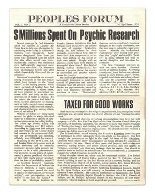 Peoples Forum: A Community News Service (12 original issues of the newsletter for Jim Jones' People's Temple)