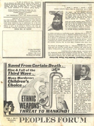 Peoples Forum: A Community News Service (12 original issues of the newsletter for Jim Jones' People's Temple)