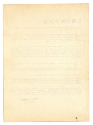 To the Voters of Oxford (The "Beer Broadside")
