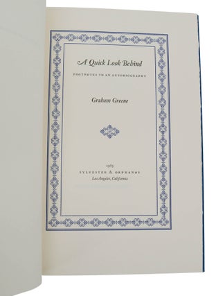 A Quick Look Behind: Footnotes to an Autobiography