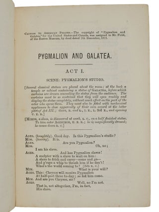 Pygmalion and Galatea. An Entirely Original Mythological Comedy. In Three Acts.