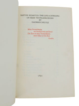 Sartor Resartus: The Life & Opinions of Herr Teufelsdroeckh