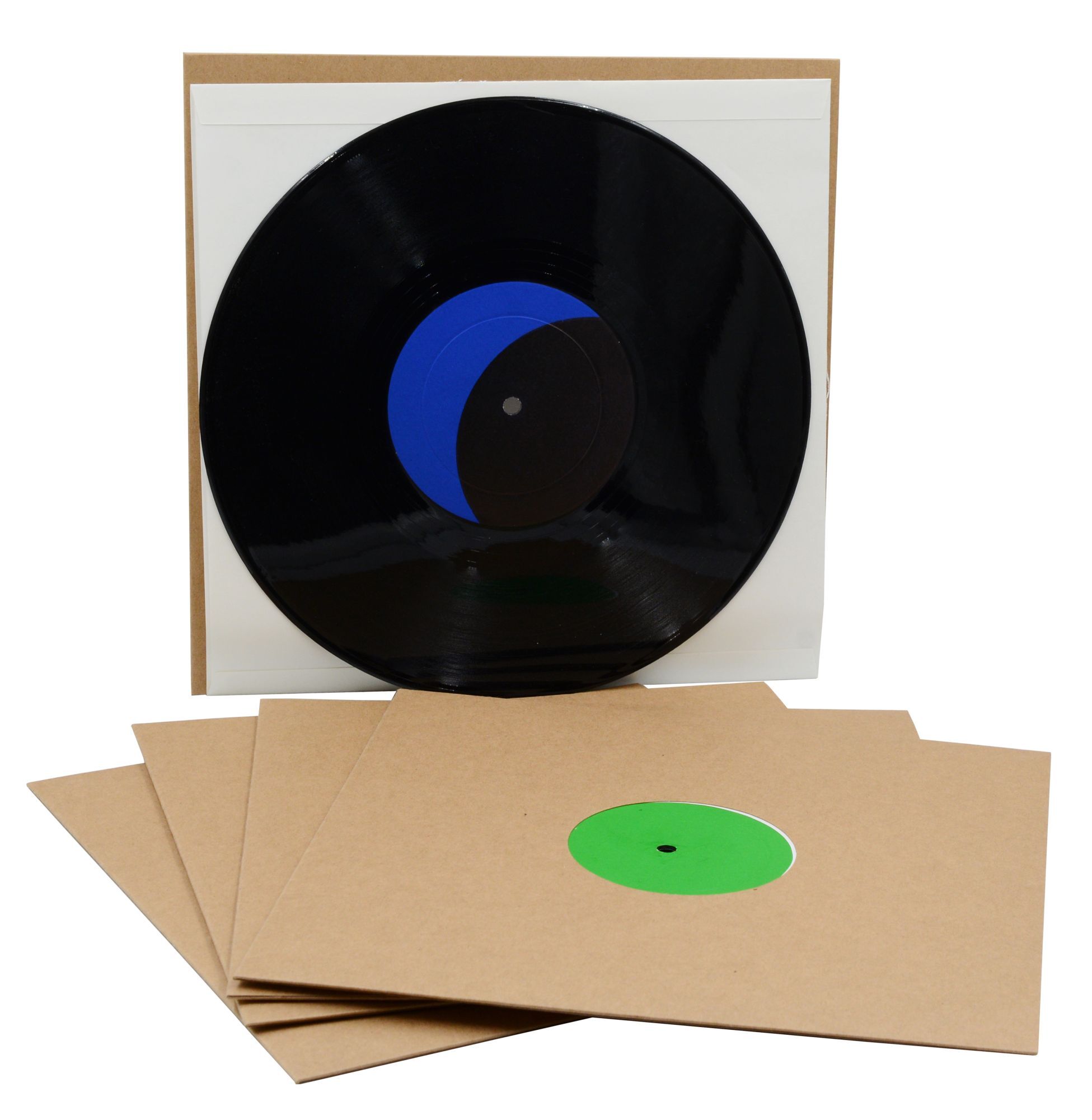 A suite of five 10-inch records with colored labels in place of