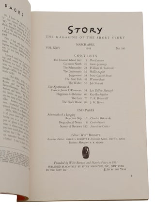 "Aftermath of a Lengthy Rejection Slip" in Story Magazine March-April 1944