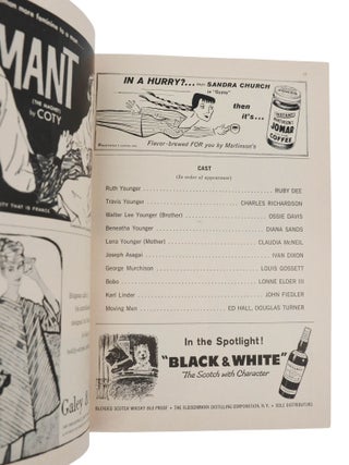 Playbill for A Raisin in the Sun at the Belasco Theatre for the week of November 9, 1959.