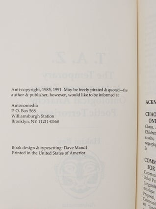 T.A.Z.: The Temporary Autonomous Zone, Ontological Anarchy, Poetic Terrorism