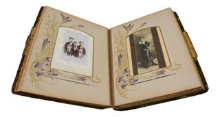 Late Victorian/ early Edwardian photo album with thirteen portraits of cross-eyed boys and men