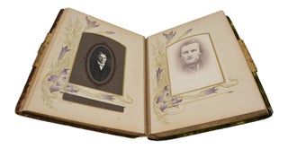 Late Victorian/ early Edwardian photo album with thirteen portraits of cross-eyed boys and men