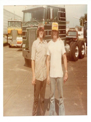 Original photograph album devoted to big rigs and truckers in the late 1970s