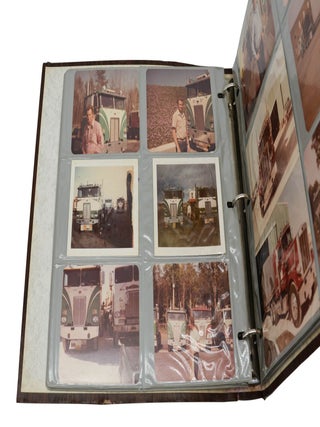 Original photograph album devoted to big rigs and truckers in the late 1970s