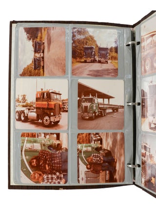 Original photograph album devoted to big rigs and truckers in the late 1970s
