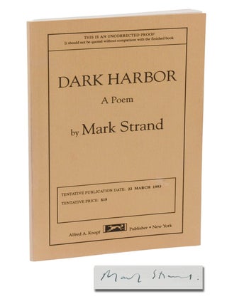 Item #140948211 Dark Harbor (Author's own copy). Mark Strand