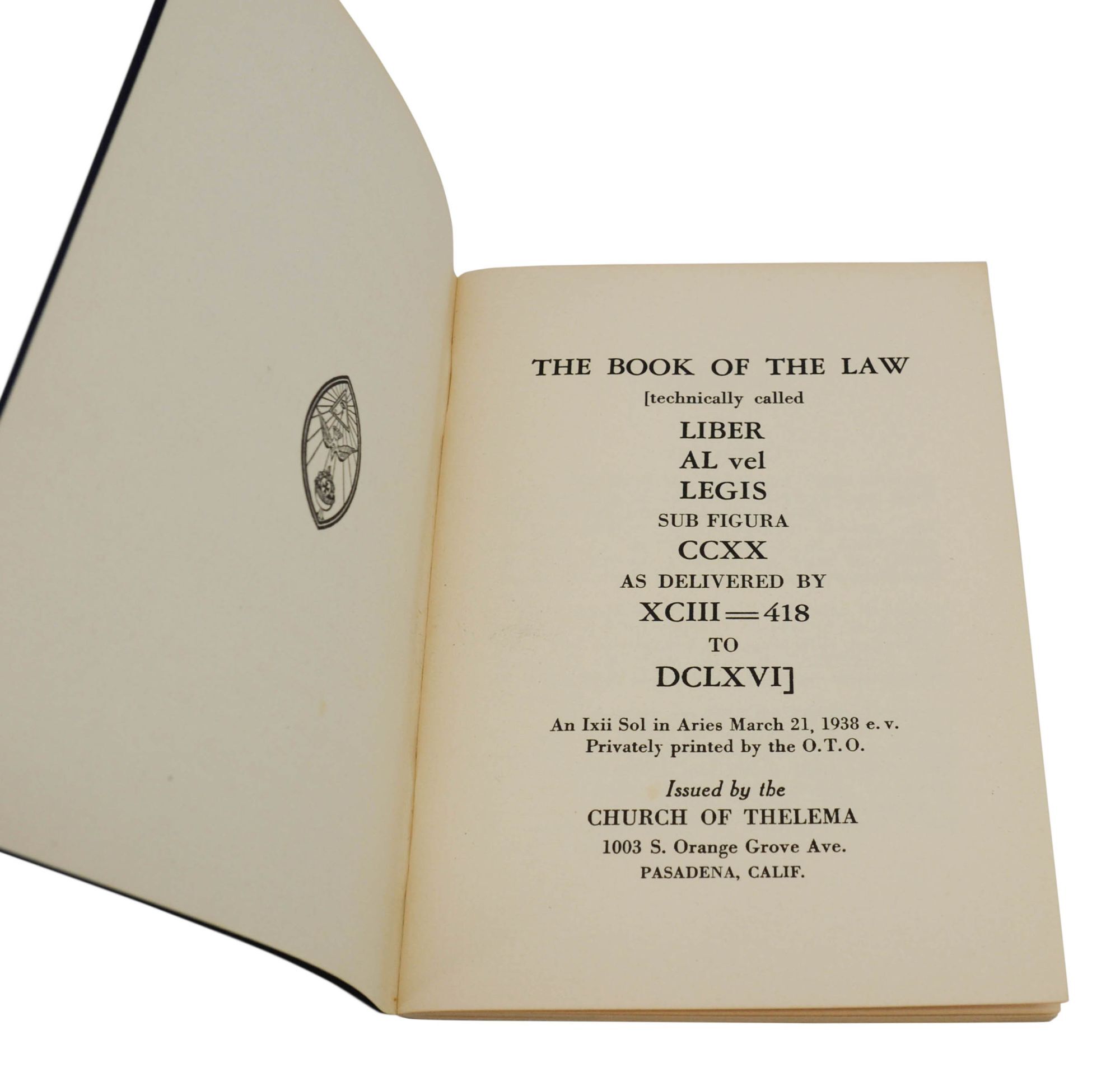 The Book of the Law: Technically called Liber AL vel Legis sub
