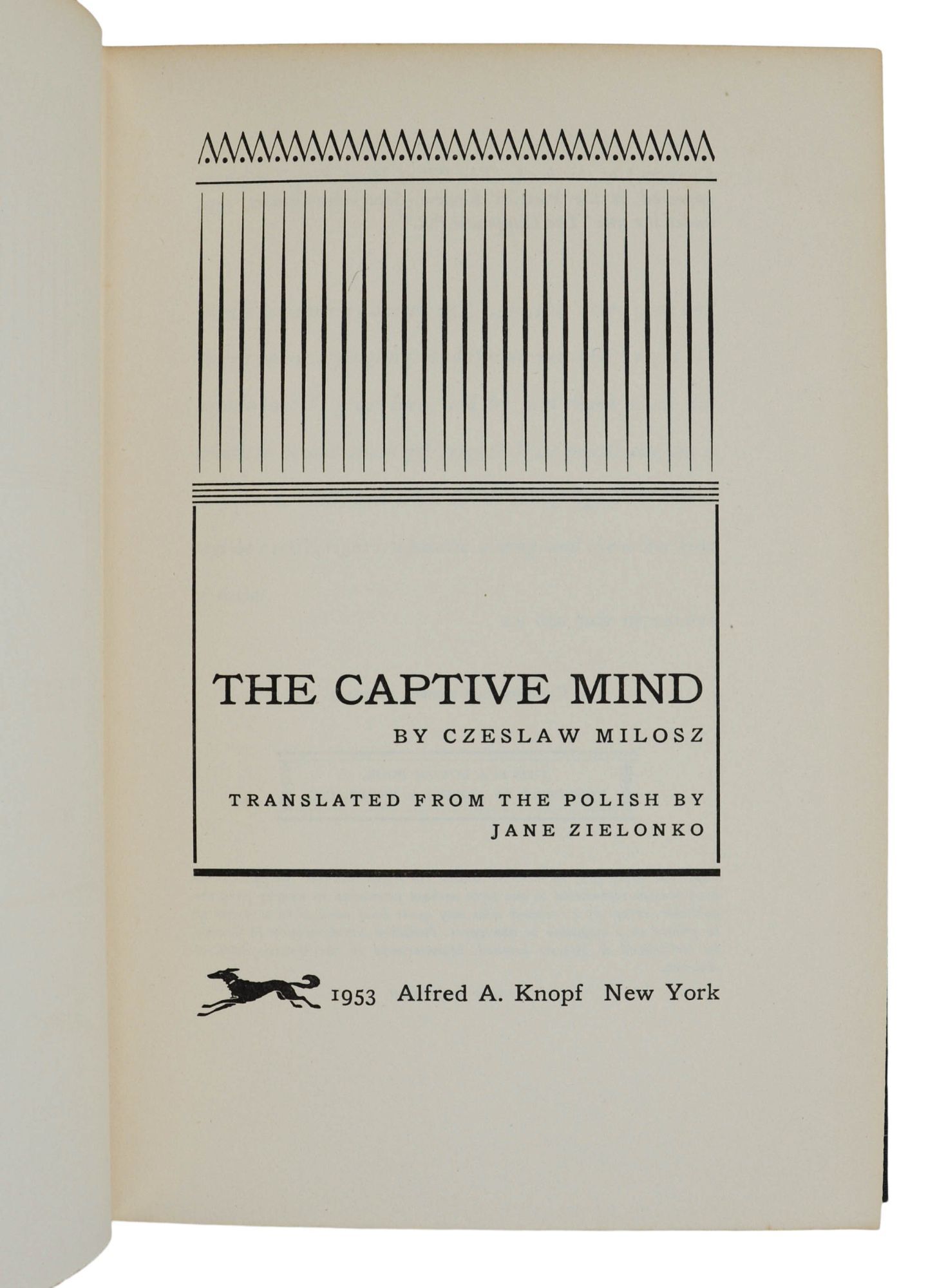 The Captive Mind | Czeslaw Milosz, Jane Zielonko | First American Edition