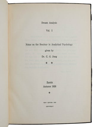 Archive of Carl Jung Lecture Notes including Dream Analysis, Interpretation of Visions, Modern Psychology, The Process of Individuation, Dream Symbols.