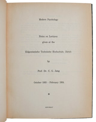 Archive of Carl Jung Lecture Notes including Dream Analysis, Interpretation of Visions, Modern Psychology, The Process of Individuation, Dream Symbols.