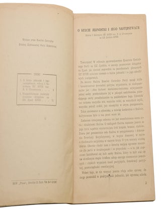 O Kulcie Jednostki I Jego Nastepstwach: Referat I Sekretarza KC KPZR tow. N. S. Chruszczowa na XX Zjezdzie Komunistycznej Partii Zwiazku Radzieckiego (The Personality Cult and its Consequences)