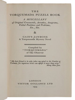The Torquemada Puzzle Book: A Miscellany of Crosswords, Acrostics, Anagrams, Verbal Pastimes and Problems, Etc., Etc. & Cain's Jawbone: A Torquemada Mystery Novel