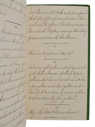 Handwritten 19th century book of riddles, trifles, conundrums, and puzzles