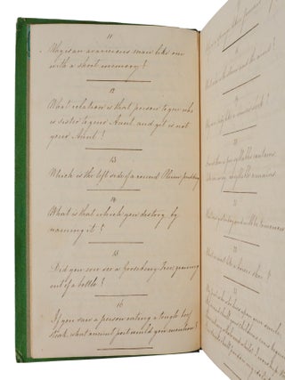 Handwritten 19th century book of riddles, trifles, conundrums, and puzzles
