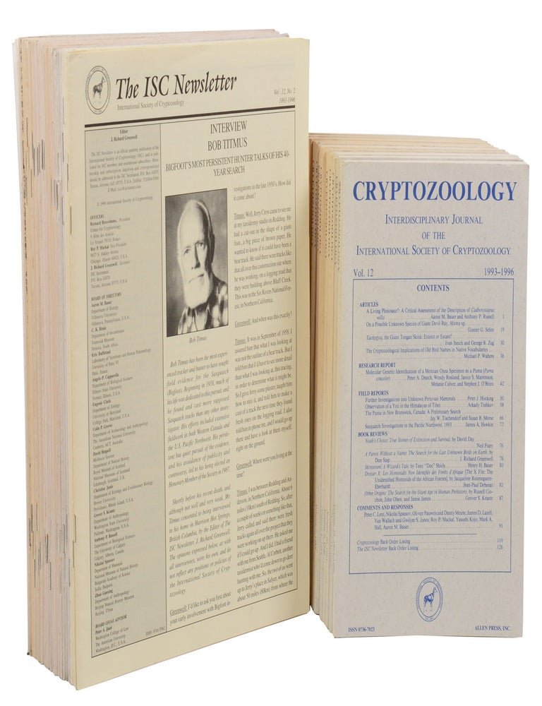 Item #140949409 Cryptozoology: Interdisciplinary Journal of the International Society of Cryptozoology & The ISC Newsletter (Complete run of both publications). J. Richard Greenwell, Bernard Heuvelmans, Karl Shuker, Roy Mackal, Jerome Clark, Daniel Cohen, Dmitri Bayanov.