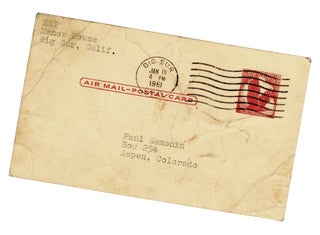 "Garcon!" Typed, hand-annotated 1961 postcard from Hunter S. Thompson about writing The Rum Diary