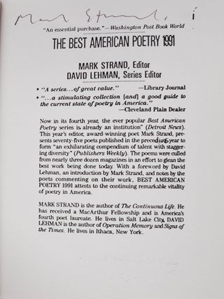 The Best American Poetry 1991 (Mark Strand's copy)