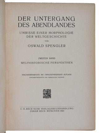 Der Untergang des Abendlandes: Umrisse einer Morphologie der Weltgeschichte (The Decline of the West)