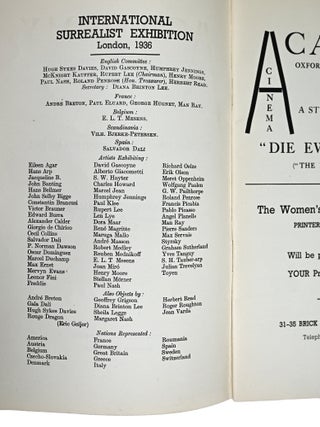 The International Surrealist Exhibition. Thursday, June 11th to Saturday, July 4th, 1936.