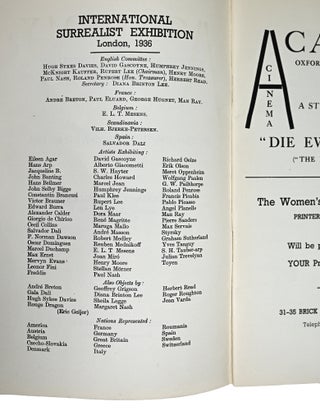 The International Surrealist Exhibition. Thursday, June 11th to Saturday, July 4th, 1936.
