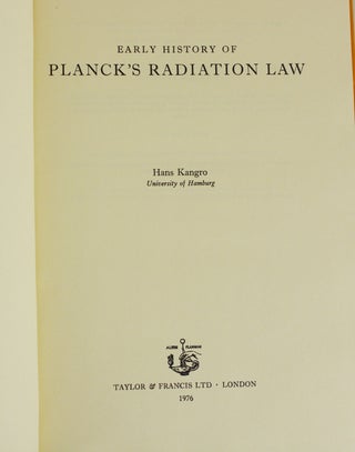 Early History of Planck's Radiation Law