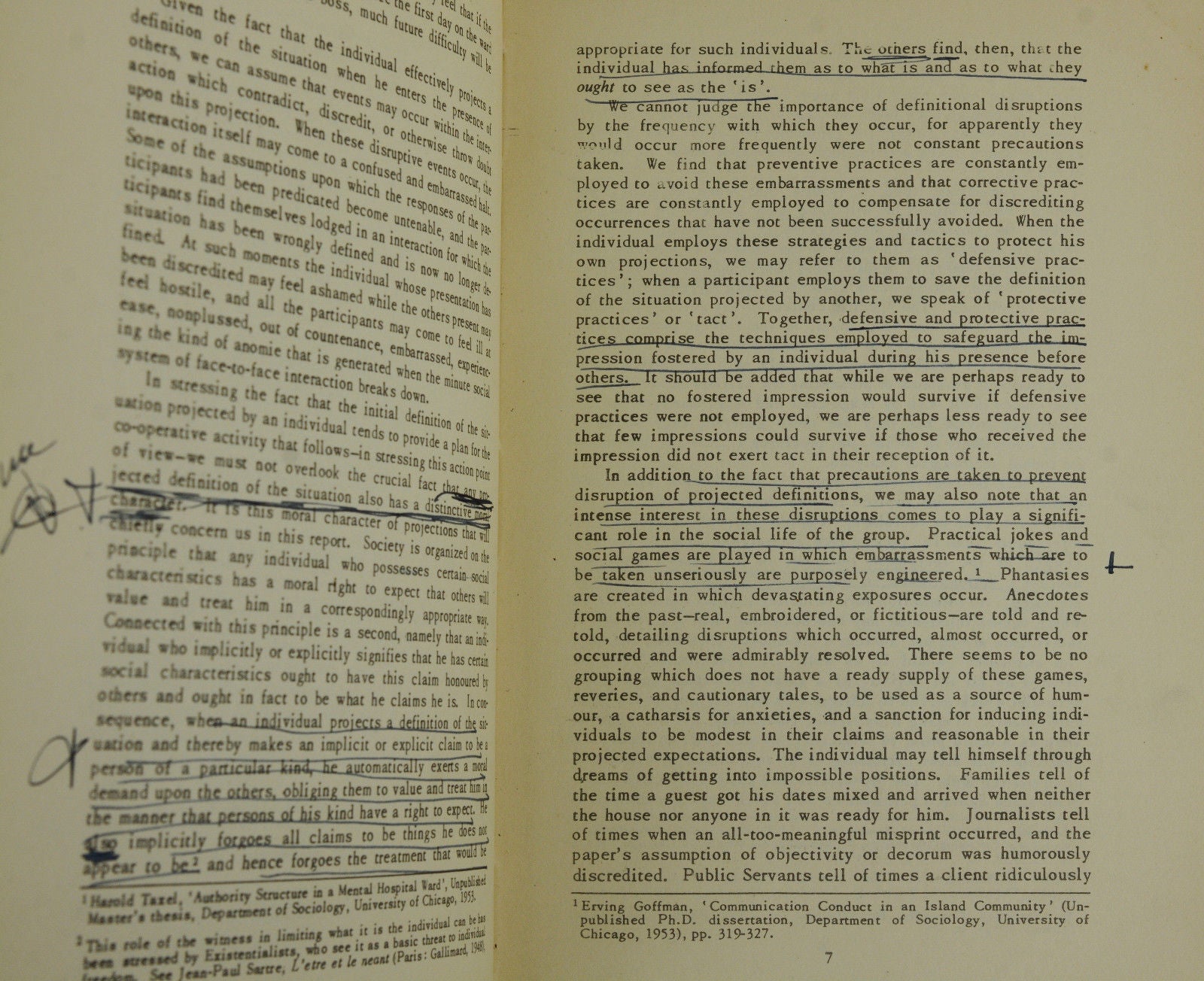First edition cover of The Presentation of Self in Everyday Life by Erving Goffman