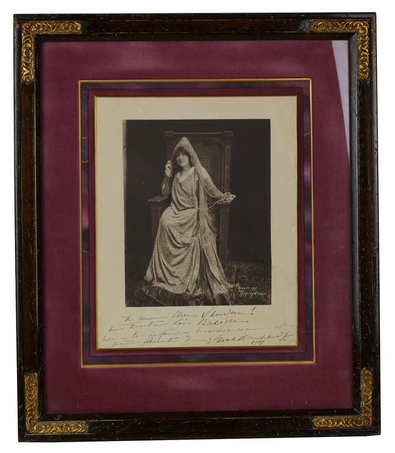 Item #180620001 Signed framed photo of Sarah Bernhardt. Sarah Bernhardt, Unknown Photographer.